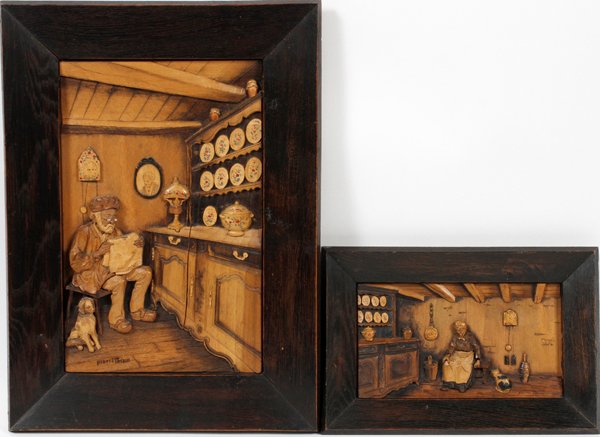 ALBERT THIAMGERMAN CARVED WOOD RELIEF PLAQUES (1 of 2)