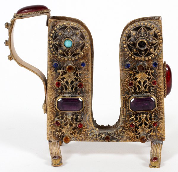 GERMAN GILT METAL & FAUX GEM STONE CARD STAND (1 of 4)