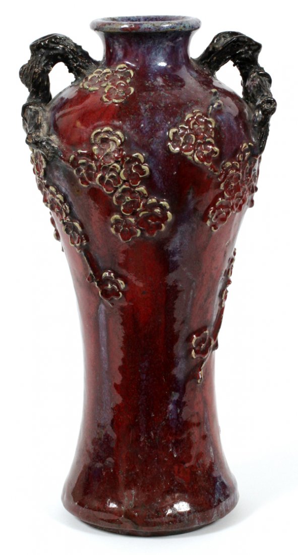 ORIENTAL SANG DE BOEUF GLAZED POTTERY VASE (1 of 3)