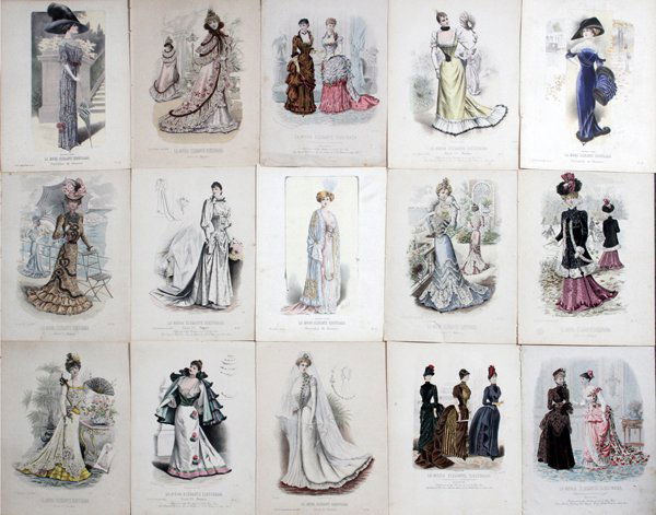 FASHION LITHOGRAPHS CIRCA 1899 PAIR (1 of 3)