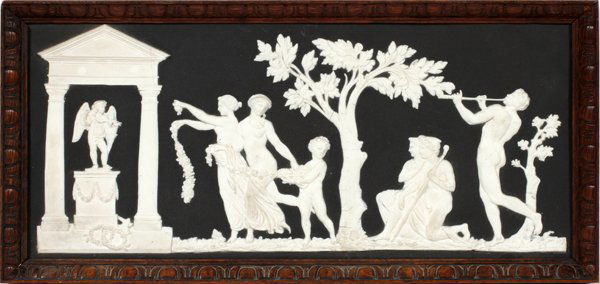 WEDGWOOD STYLE BLACK JASPER PLAQUE LATE 19TH C. (1 of 5)