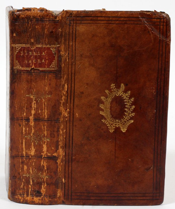 LEATHER BOUND BIBLE C 1700S (1 of 2)