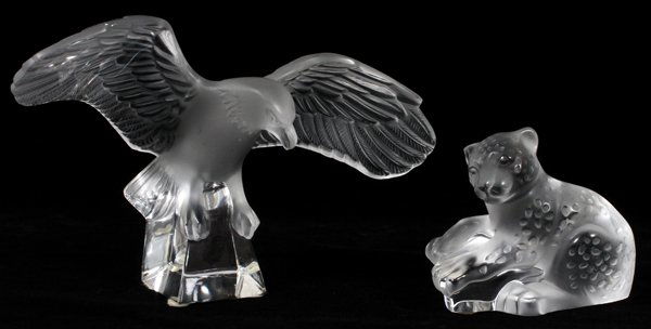 LALIQUE FROSTED GLASS ANIMAL FIGURES, TWO (1 of 2)