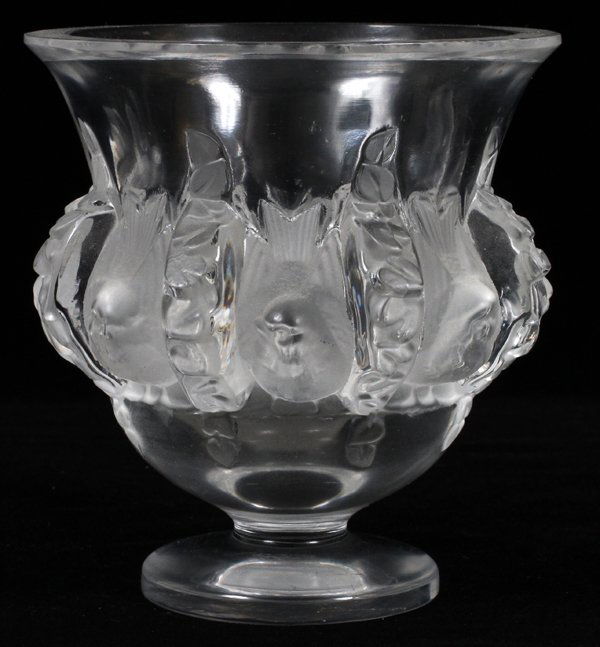 LALIQUE 'DAMPIERRE' CLEAR & FROSTED GLASS VASE (1 of 2)