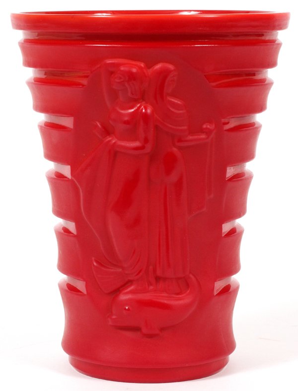 CZECHOSLOVAKIAN ART DECO RED GLASS VASE (1 of 5)