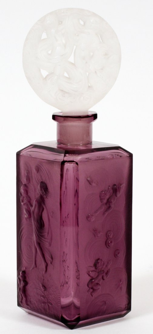 CZECHOSLOVAKIAN AMETHYST GLASS PERFUME BOTTLE (1 of 3)
