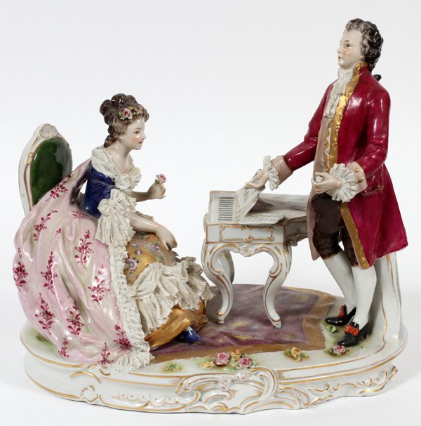 VOLKSTEDT GERMAN PORCELAIN FIGURE GROUP (1 of 2)