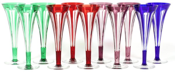 BOHEMIAN STYLE CUT-TO-CLEAR GLASS CHAMPAGNE FLUTES (1 of 2)