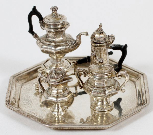 STERLING SILVER MINIATURE TEA SET (1 of 3)