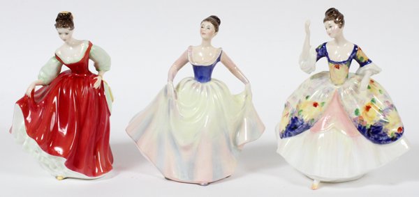ROYAL DOULTON PORCELAIN FIGURES, THREE: ROYAL DOULTON PORCELAIN FIGURES, THREE:Christine, HN 2792. Fair Lady, HN 2832. Lisa, HN 2394. All hand painted.