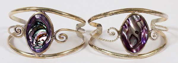 MEXICAN STERLING & MOTHER-OF-PEARL CUFF BRACELETS (1 of 1)