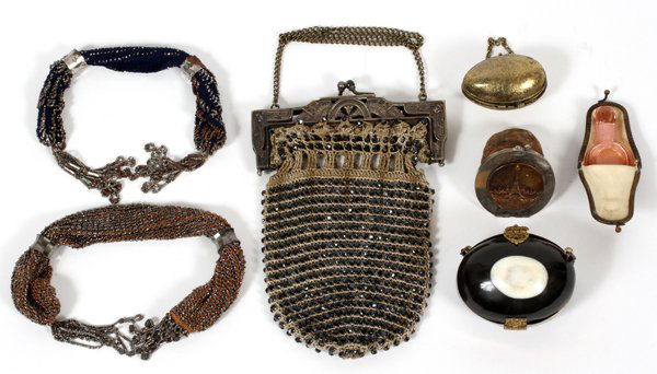 STEEL BEAD LEATHER & OTHER MISER'S PURSES, ECT 7PCS (1 of 2)