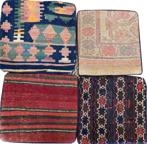 ORIENTAL RUG PIECES AS PILLOW COVERS, FOUR (1 of 2)