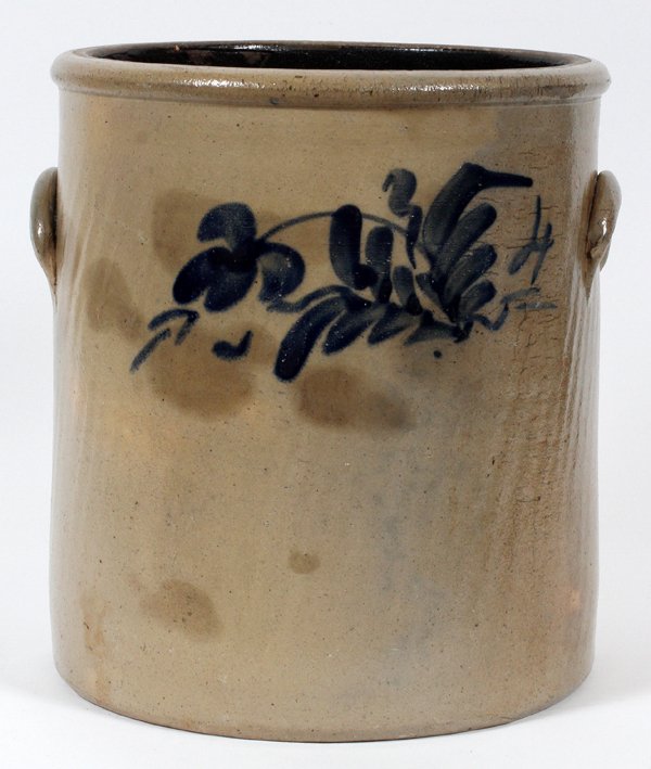 FIVE GALLON GLAZED STONEWARE CROCK (1 of 2)