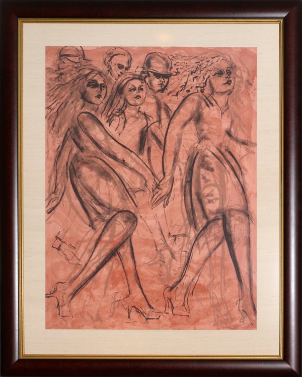 LESTER F. JOHNSON LITHOGRAPH 1987 #6/35: LESTER F. JOHNSON (AMERICAN, 1919-2010), LITHOGRAPH, 1987, #6/35, H 48 1/2", W 36", 'NOON':Floated in frame under glass.