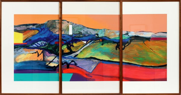 HAROLD LARSEN ACRYLIC AND MIXED MEDIA TRYPTIC (1 of 6)