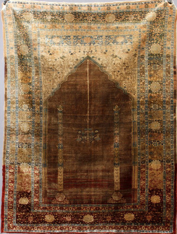ANTIQUE SILK HEREKE PRAYER RUG (1 of 5)