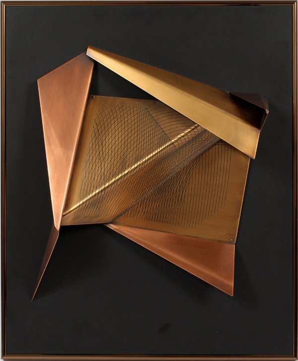 RON HINTON BRASS AND COPPER ABSTRACT SCULPTURE (1 of 5)