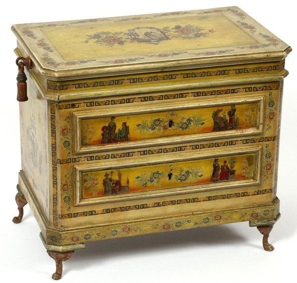FRENCH CHINOISERIE DECORATED MINIATURE JEWEL CHEST (1 of 7)