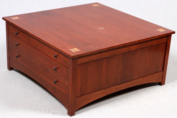 STICKLEY HARVEY ELLIS CHERRY STORAGE COCKTAIL TABLE (1 of 3)