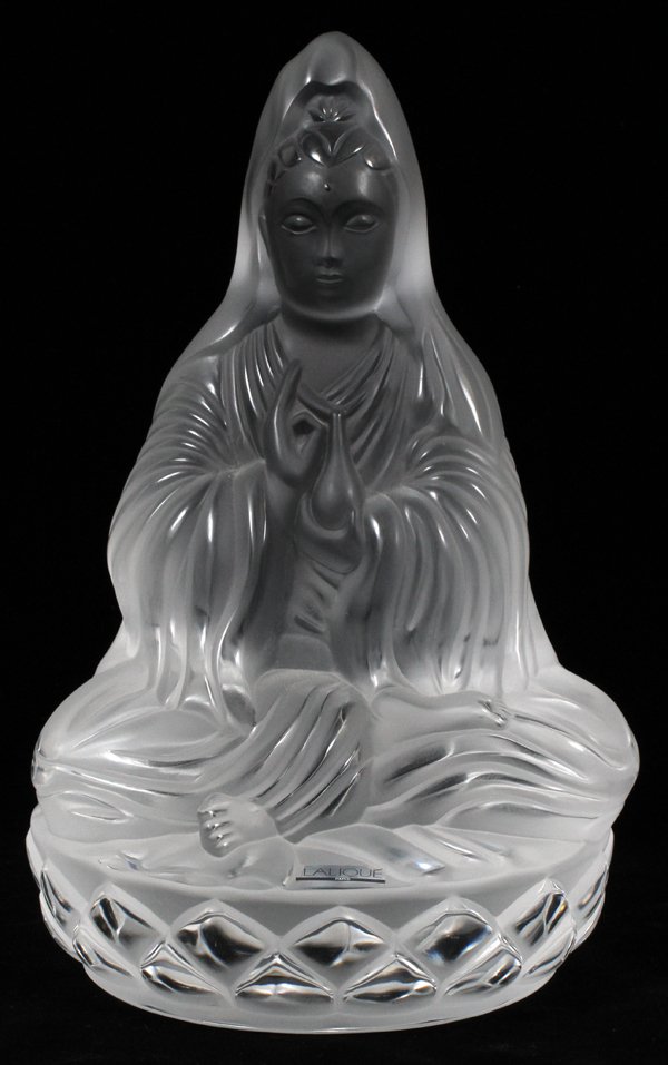 LALIQUE MOLDED & FROSTED GLASS 'KUAN YIN' (1 of 4)