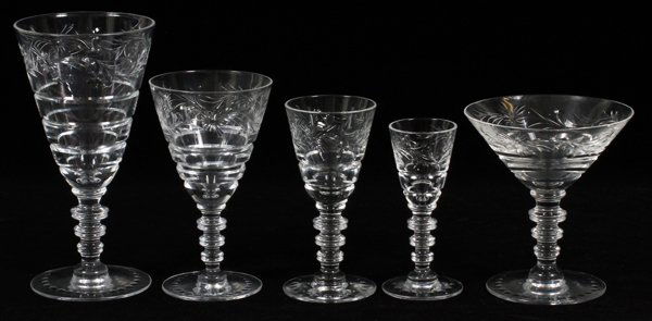 HAWKES 'LE MODERNE' ETCHED CRYSTAL STEMWARE, 63 (1 of 2)