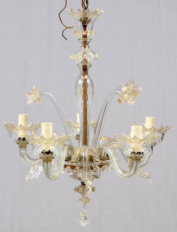 MURANO VENETIAN GLASS FIVE-LIGHT CHANDELIER (1 of 7)