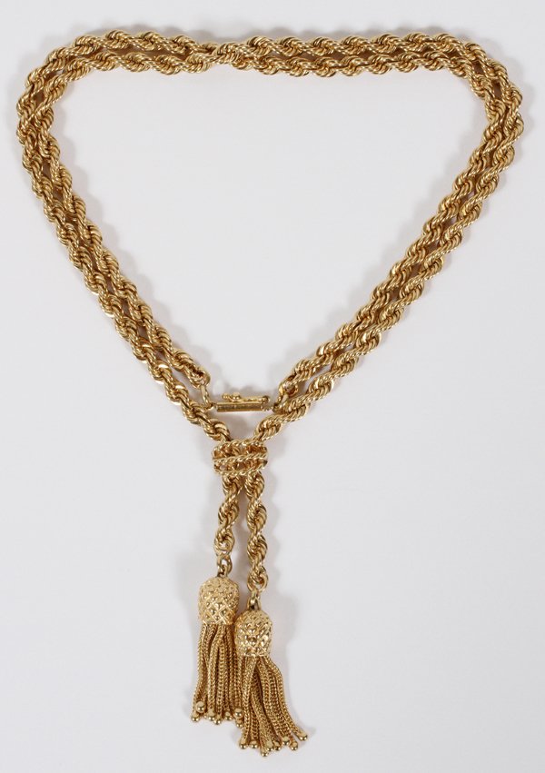 ITALIAN 14KT YELLOW GOLD ROPE NECKLACE W/ TASSEL (1 of 1)