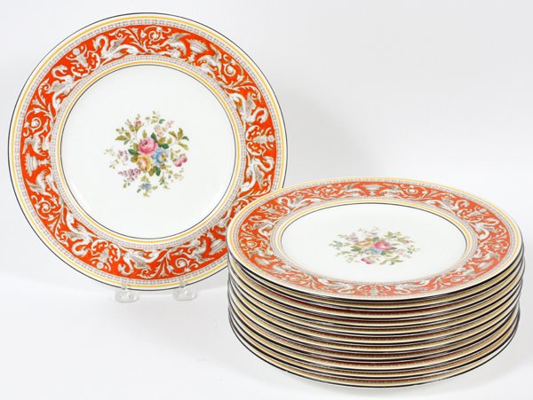 WEDGWOOD 'FLORENTINE-CORAL RED' DINNER PLATES (1 of 2)