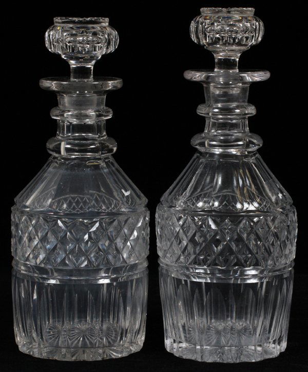 CRYSTAL DECANTERS 19TH C. PAIR (1 of 1)