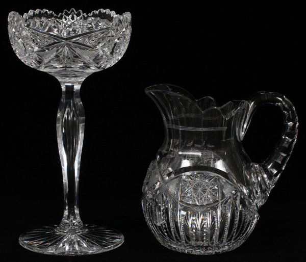 CUT GLASS COMPOTE & PITCHER C. 1910 (1 of 1)