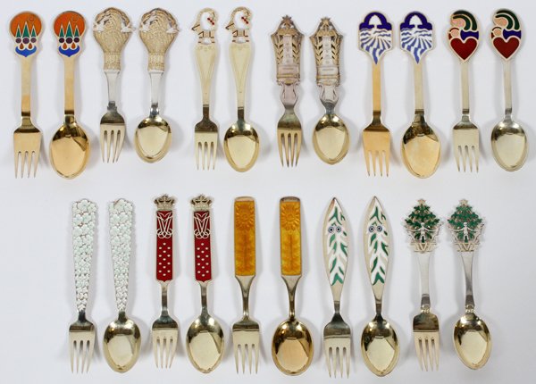 A. MICHELSEN STERLING & ENAMEL FORKS & SPOONS (1 of 4)
