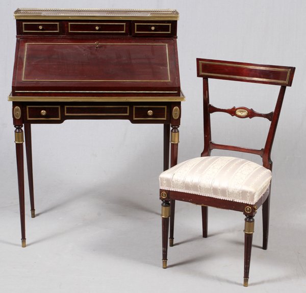 FRENCH EMPIRE STYLE MAHOGANY WRITING DESK (1 of 3)