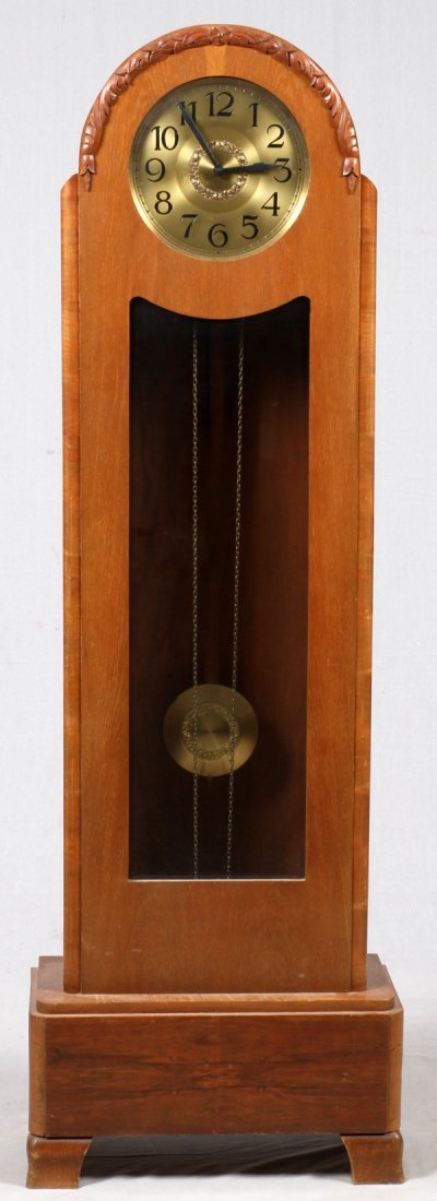 GERMAN OAK TALL CASE CLOCK C. 1920 (1 of 2)