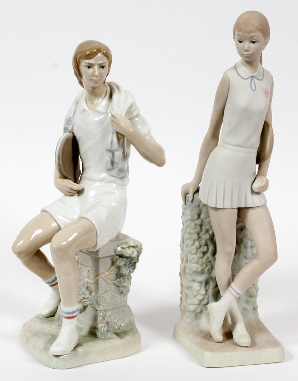 LLADRO PORCELAIN FIGURES OF TENNIS PLAYERS, TWO (1 of 2)