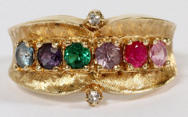 LADY'S 14KT GOLD AND GEM STONE RING SIZE 7 1/8 (1 of 2)