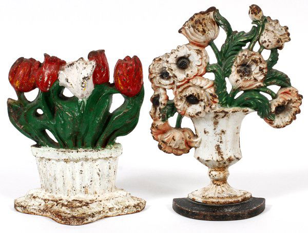 CAST IRON FLORAL DOORSTOPS, TWO (1 of 2)