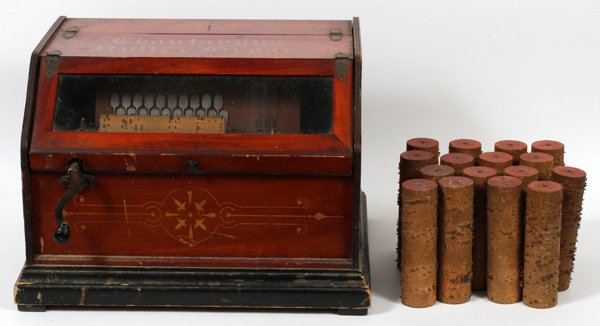 CHAUTAUGUA WOOD ROLLER ORGAN 1880C: CHAUTAUGUA WOOD ROLLER ORGAN, 1880C WITH SIXTEEN CYLINDERS: