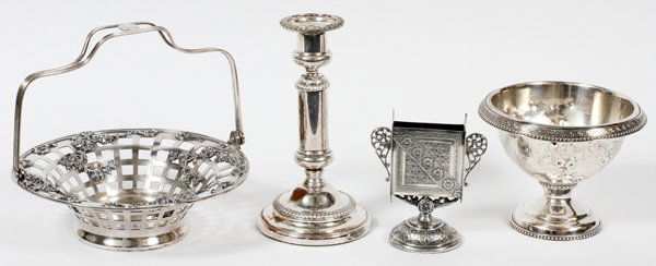 SILVERPLATE TABLEWARE 19TH-EARLY 20TH C. 4 PIECES (1 of 2)