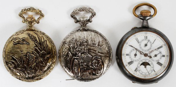 SILVERPLATE & OTHER POCKET WATCHES, THREE (1 of 1)