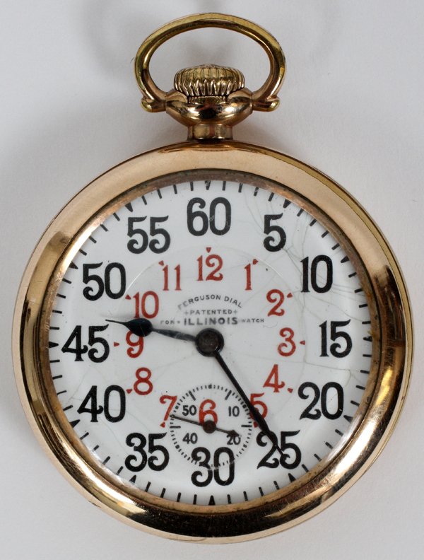 ILLINOIS GOLD PLATED POCKET WATCH (1 of 2)
