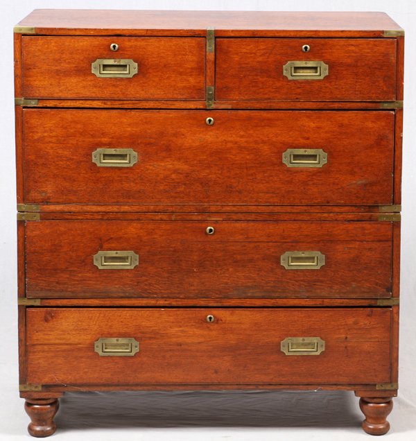 ENGLISH OAK CAMPAIGN CHEST C. 1860 (1 of 4)