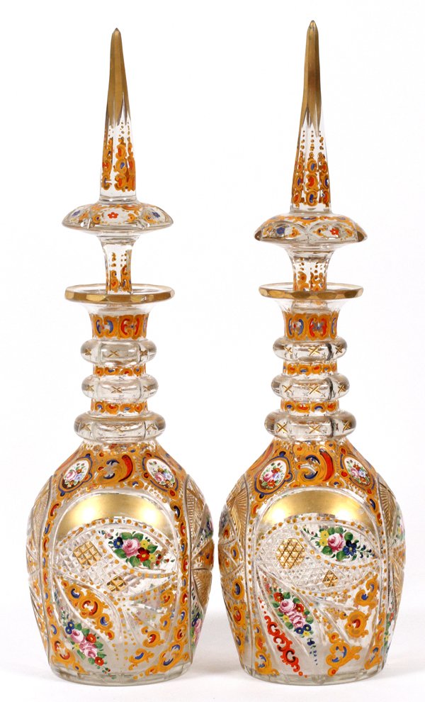CONTINENTAL CRYSTAL MAGNUM DECANTERS 19TH C. PAIR (1 of 3)