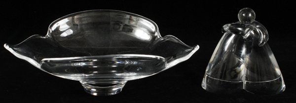 STEUBEN 'EMBRACED COUPLE' FIGURE & 'CALYX' BOWL (1 of 1)