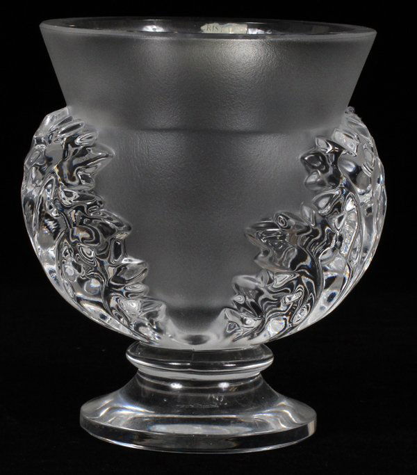 LALIQUE 'TETE DE LION' MOLDED & FROSTED GLASS URN (1 of 1)