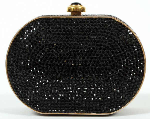 JUDITH LEIBER BLACK FULL BEAD OVAL MINAUDIERE (1 of 2)