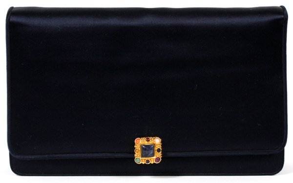 JUDITH LEIBER NAVY SATIN EVENING BAG (1 of 4)