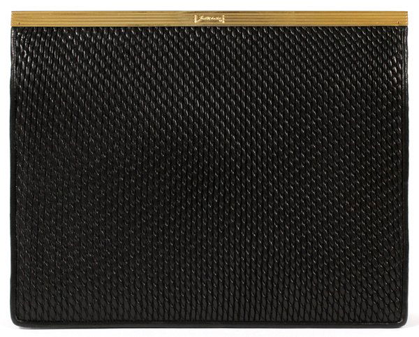 JUDITH LEIBER BLACK LEATHER FLAP BAG (1 of 3)