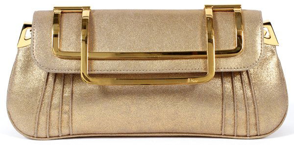 CHRISTIAN DIOR GOLD LEATHER EVENING BAG (1 of 4)