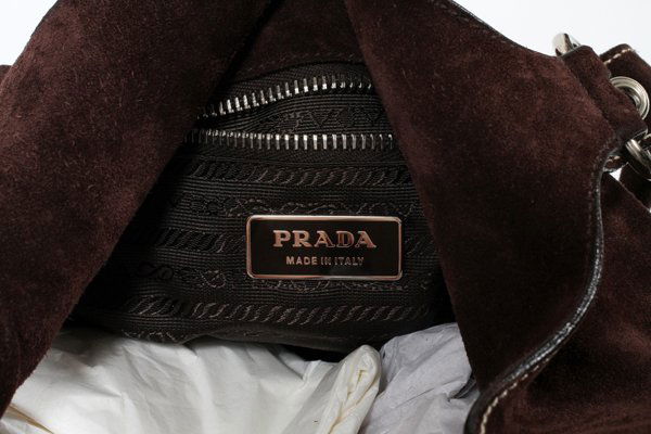 PRADA BROWN SUEDE HOBO BAG : Lot 91416